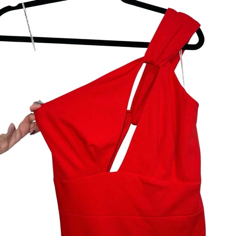 NEW NWT Katie May X REVOLVE Edgy One Shoulder Maxi Gown In Cherry Red